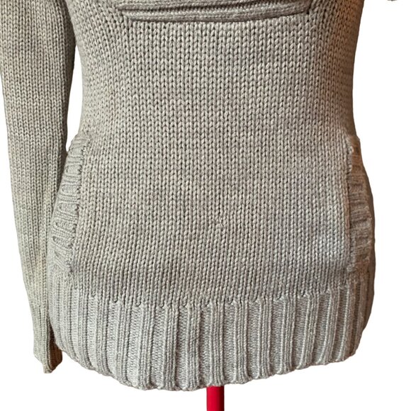 POET - Gray Knit Sweater - V-neck shawl collar with front pocket - Medium - Picture 5 of 11